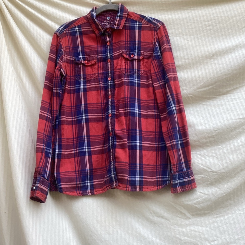 Kuhl vintage Red and Blue Plaid Button-Down Shirt, size medium